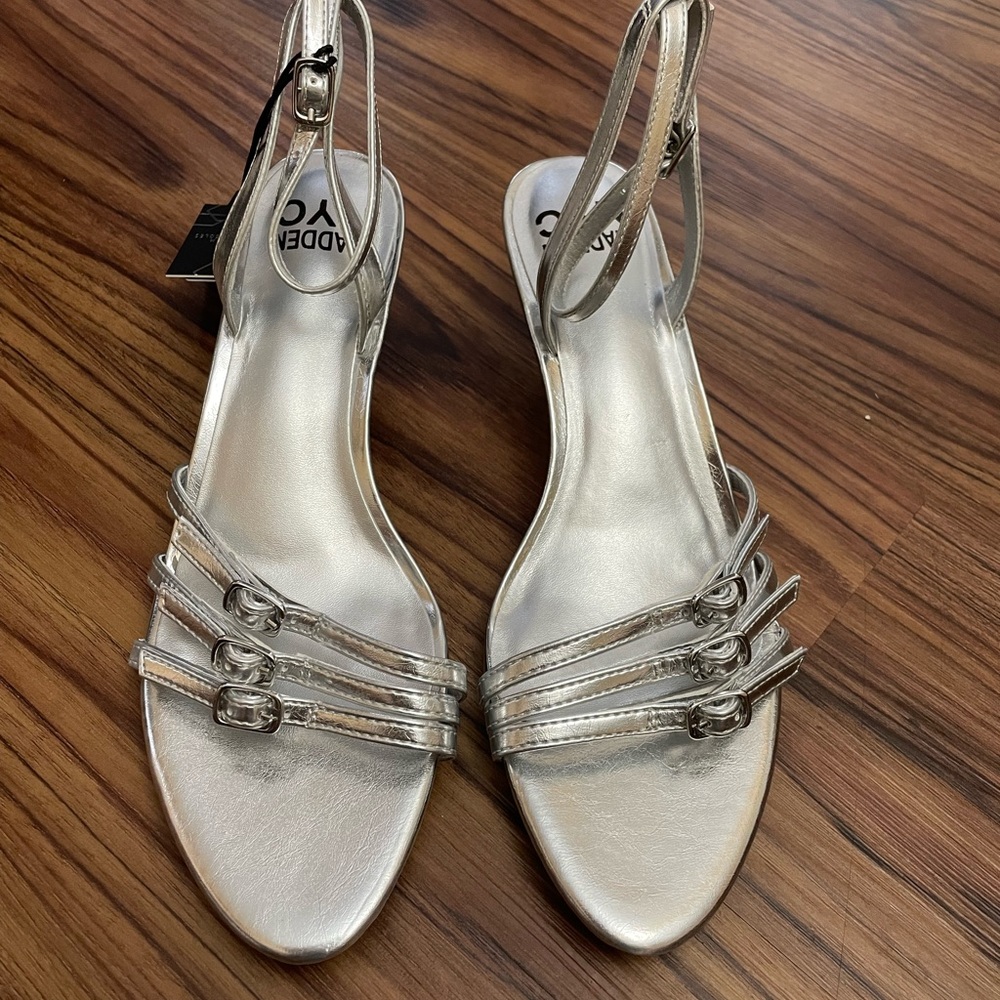 Madden NYC Silver Strappy Heels